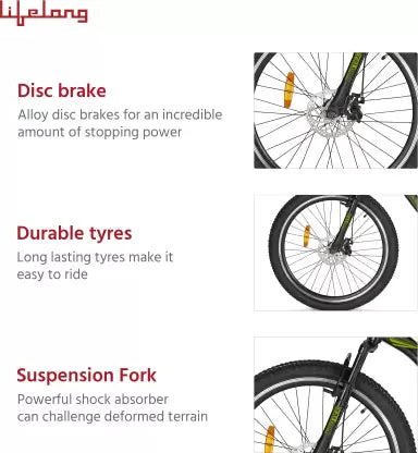Lifelong Falcon 26 T with Disc Brake and Suspension , Matte Black 26 T Road Cycle (Single Speed, Black) Lifelong Falcon 26 T with Disc Brake and Suspension , Matte Black 26 T Road Cycle (Single Speed, Black)